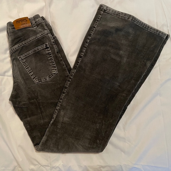 RARE! Y2K Grey Corduroy Hippie Flare Bellbottom MADE IN FRANCE AMNESIA JEANS - Picture 1 of 7